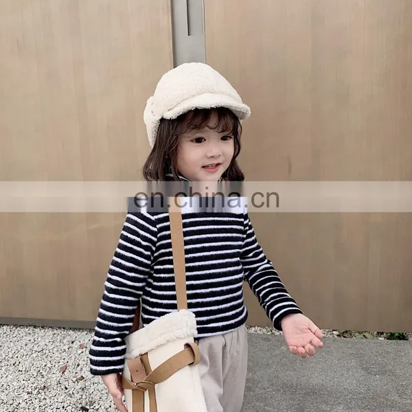 4097/Hot Selling Various Color Warm Stripe Kids Undershirt Wholesale Autumn Winter Girls Top photo-5