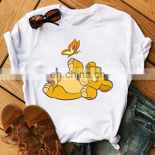 New Cute Lion King Lady T-shirt Cartoon Printing Harajuku Female T-shirt Loose Short Sleeve Top photo-2
