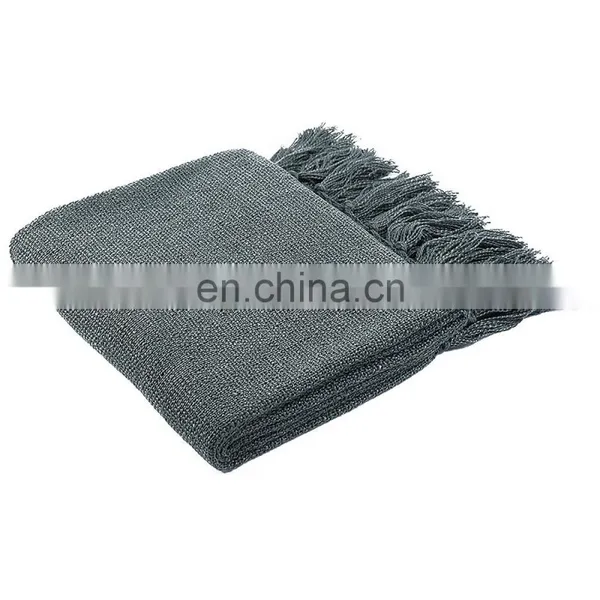 Solid Blanket Cross Woven Couch Throw Christmas Knitted Blankets With Decorative Fringe Lightweight for Bed or Sofa Decorative photo-3