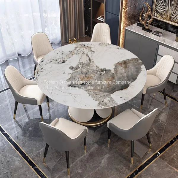 Italian Modern Natural Artificial Marble Rock Board Dining Table photo-2