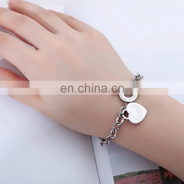 Romantic Creative Chinese Factory, Custom Heart Pendant Rose Gold Plated Chain Bracelet Women Jewelry For Party/ photo-5