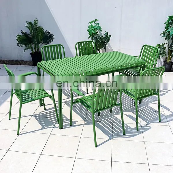 Dining Table And 4 Chairs Metal Dining Single Bench Chair And Table With Green Color photo-3
