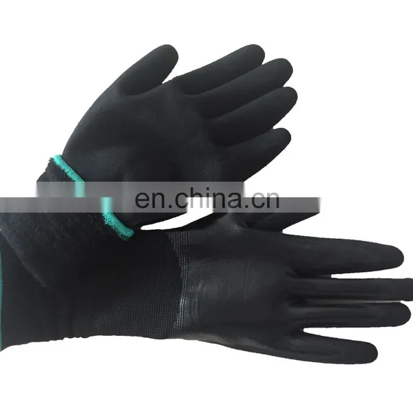 Long Cuff Green Flock Lined Nitrile Chemical Resistant Industrial Disinfect Work Glove photo-4