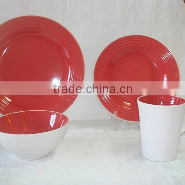 Wholesale Home Appliances Stoneware Ceramic Dinnerware 16pcs 2 Tone Color Glazed Ceramic Tableware/ceramic Dinner Set/dinner Set photo-4