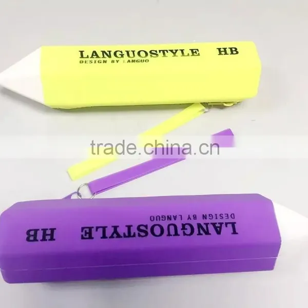 Pencil Shape Silicone Rubber Pencil Case/school Pen Bag/colorful Pencil Box photo-3