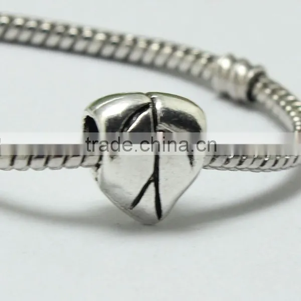 Wholesale Pdora Jewelry Accessories Leaf Shape Large Hole Metal Beads, Zinc Alloy Bracelets and Necklace Slide Beads photo-5