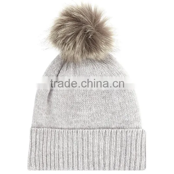 Knitted Real Fur Pom Pom Attached Crochet Fancy Baby Beanie Hats Quality Choice photo-3