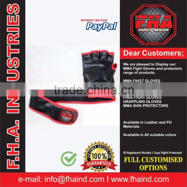 Fight Gear Combatsport MMA Grappling Cage Wrestling UFC Grappling Leather PU Neoprene Free Fighting Gloves by FHA INDUSTRIES photo-2