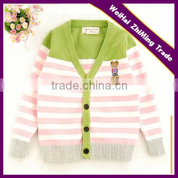 Fashion Long Color Splicing Children Sweaters Children Cardigan