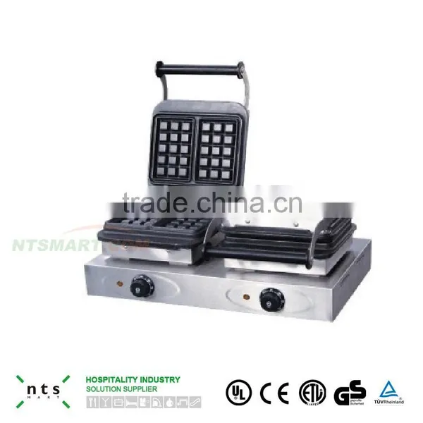 Fast Food Restaurant Enamel Coating 2 Plate Electric Stainless Steel Waffle Baker photo-3