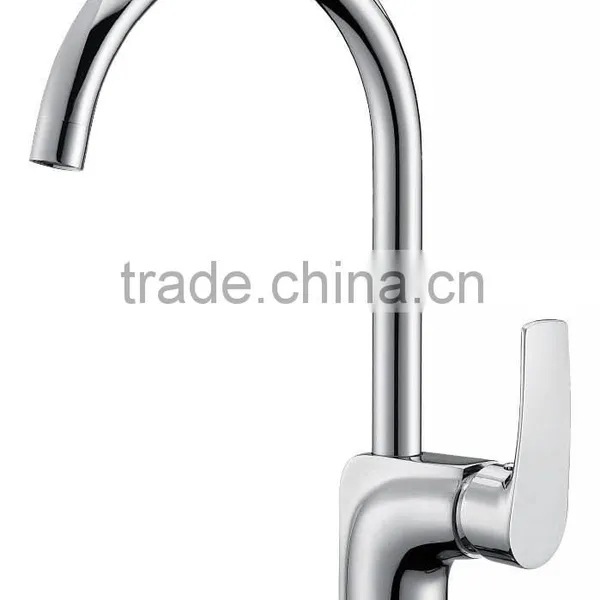 Long Neck Elegant Swivel Handle Chrome Kitchen Sink Faucet photo-2