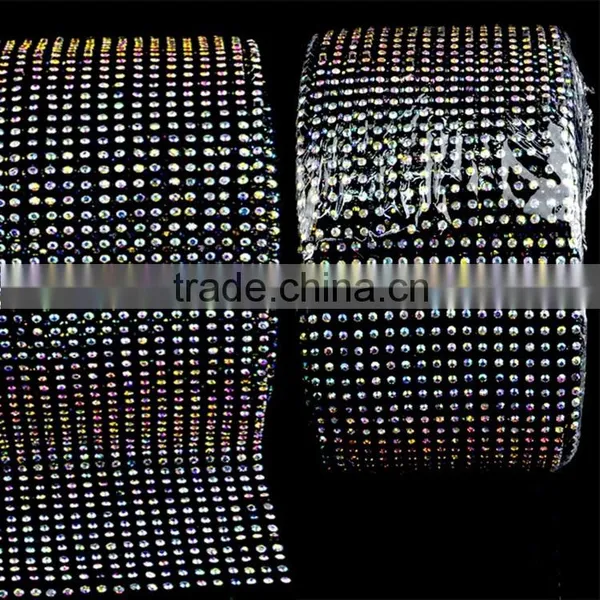 Cheap 24 Rows Crystal Strass Roll, Elasitc Stretch Trimming Rhinestone Roll photo-2