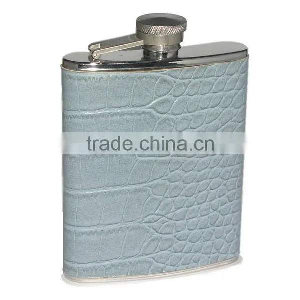 Stainless Steel and Woooden Wrapped Wine Bottle Flask 6oz photo-3