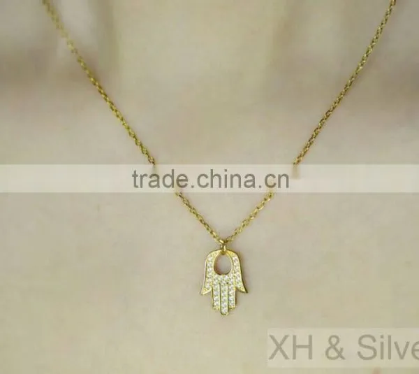China Supplier 925 Sterling Silver Jewelry Hand Gold Necklace