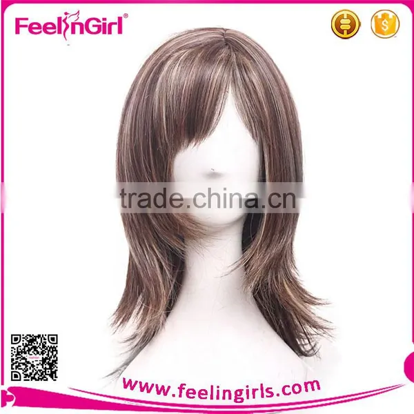 Mixed Brown Golden Adjustable Elastic Trim Women Synthetic Wig photo-5