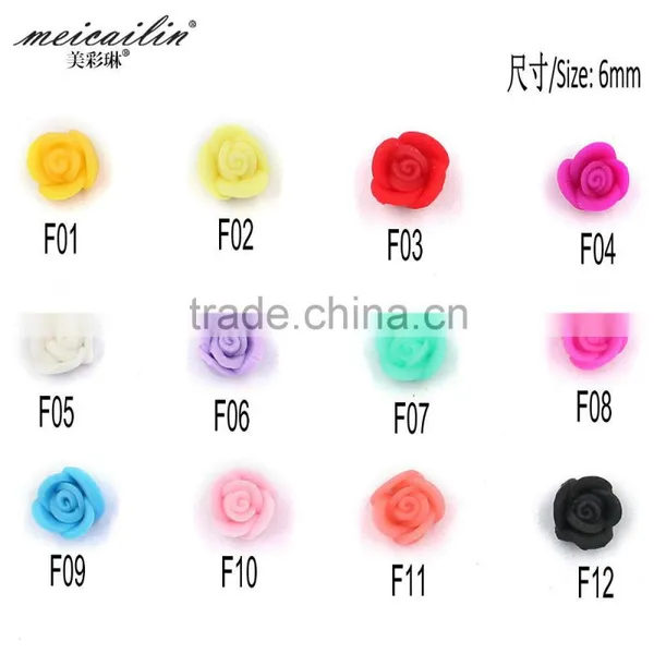 6mm Colorful Resin Flower Polymer Clay Fower for Nail Art Phone DIY Decoration photo-2