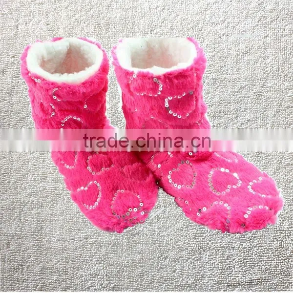 Candy Color Rose Velvet Ribbon Hemming Autumn and Winter Thermal at Home Boots photo-4