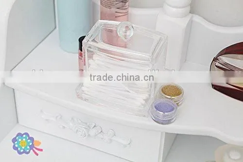 Acrylic Organizer Cotton Swab Holder Makeup Pads Holder Cosmetics Organizer photo-4