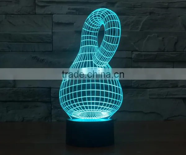 Calabash Shape 3d Optical Illusion Acrylic Led Night Light Lamp Touch Control + Battery Operated Christmas Led Lights photo-5