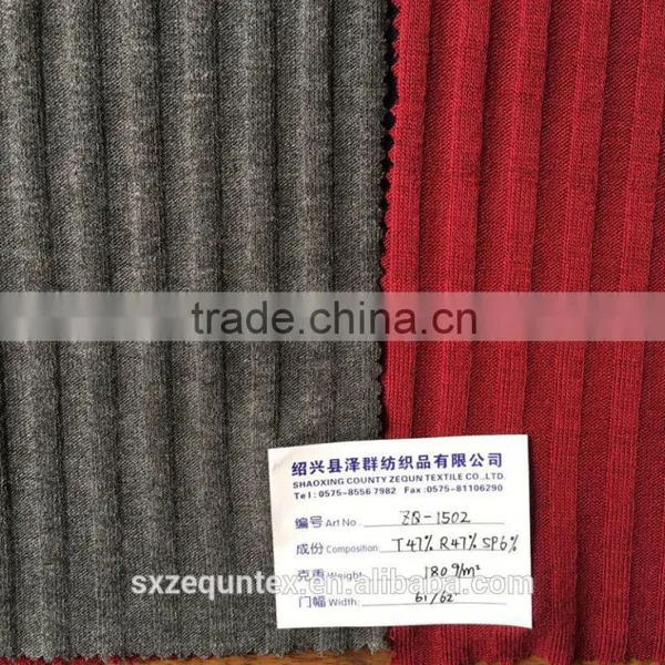Cool Pass Dry Fit Sweater Knit Rib Fabric,popular Polyester Rayon Spandex Knit 6x6 Rib Fabric for Clothes photo-2