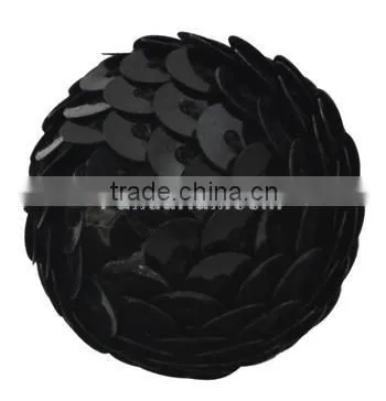 Woven Beads, Acrylic Wrapped With Paillette, Black, 20mm Long, 22mm Wide, Hole: 3mm(CR177Y-3)
