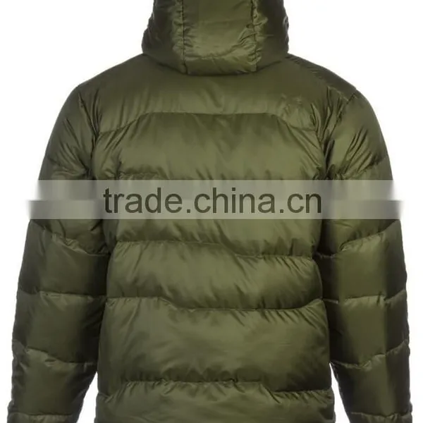 Khaki 80/20 Feather Hooded Down Jacket for Men photo-2