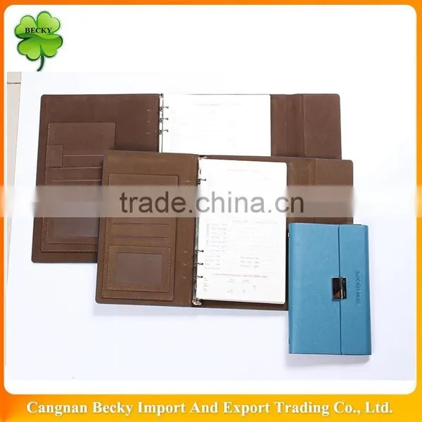 2015 Fashionable Portfolio Shape Hard Leather Cover Executive Boss Notepad/notebook With Clasp Buckle Closure photo-3