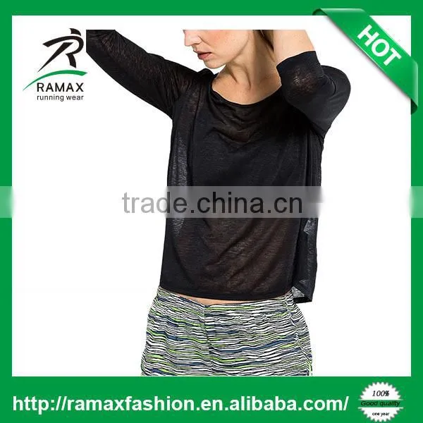 Ramax Custom Women Crew Neck 3/4 Sleeve Semi-sheer Running T Shirt photo-2