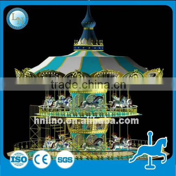 Lino Fiberglass Amusement Luxury Double Decker Merry go Round Carousel for Sale photo-4
