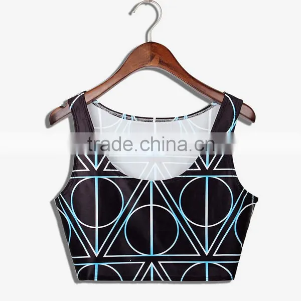 Latest Tops Designs Girls Geometry Print Vest N7-23