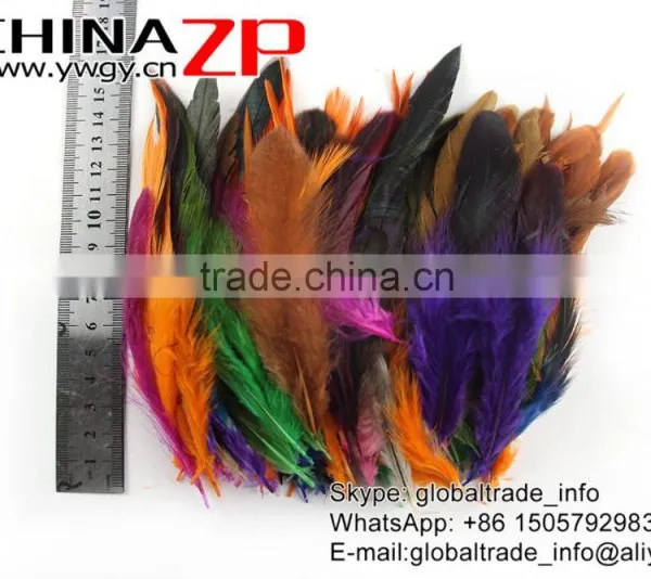 Top Supplier ZPDECOR Good Quality Colored Mix Colors Chicken Half Bronze Rooster Schlappen Feathers for Decoration photo-3