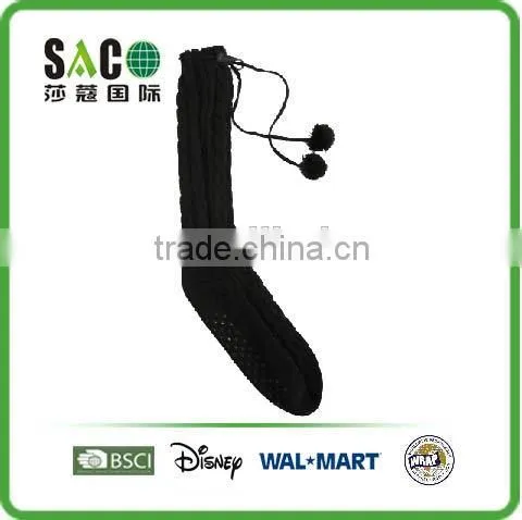Cable Pattern String With Pom Pom Knee-high Acrylic Socks photo-2