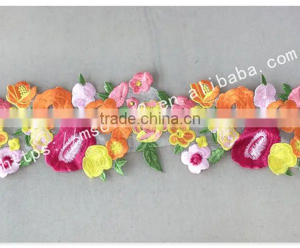 Newest Design Beautiful Flower Embroidery Organza Lace With Organza photo-4