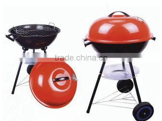 Red Oval Protable Charcoal Bbq Grill Metal With Wheel Outdoor photo-2