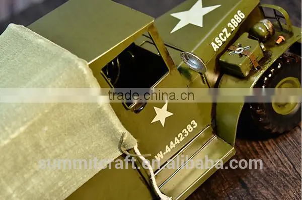 Metal Handmade Military Vehicle Old Car Model photo-3