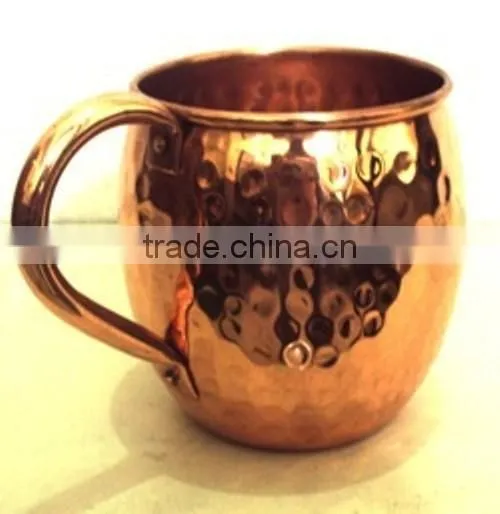 100% PURE COPPER FDA APPROVED HAMMERED BARREL DRINKING MUG WITH RIVETED HANDLE FOR MOSCOW MULE, VODKA photo-4