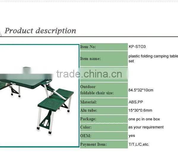 Custom Outdoor Square Folding and Camping Dining Table and Chair Set With Plastic Top photo-6