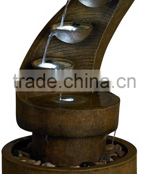 Modern Curved Cascading Zen Fountain With LED Light photo-3