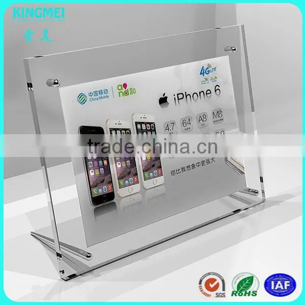 KM-CP62 OEM Custom Made 10x8cm 6x4cm Table Screws Transparent Square Acrylic Plastic Paper Photo Frame photo-3