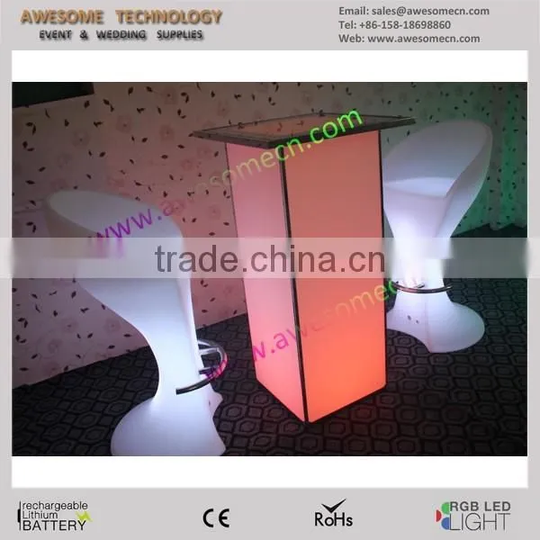 Pink Plastic Led Bar Stool and Romantic Cocktail Bar Table photo-4