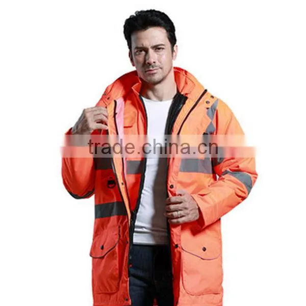 Polyester Fabric With PVC Coating High Visibility Reflective Rain Coat photo-3