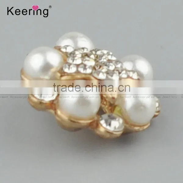 Wholesale Fashionable Metalic Rhinestone Pearl Button for Decoration WBK-1485 photo-4