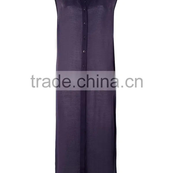2017 Latest Sleeveless Maxi Beach Shirt Dress Bohemian Button Maxi Dress HSd9212 photo-2