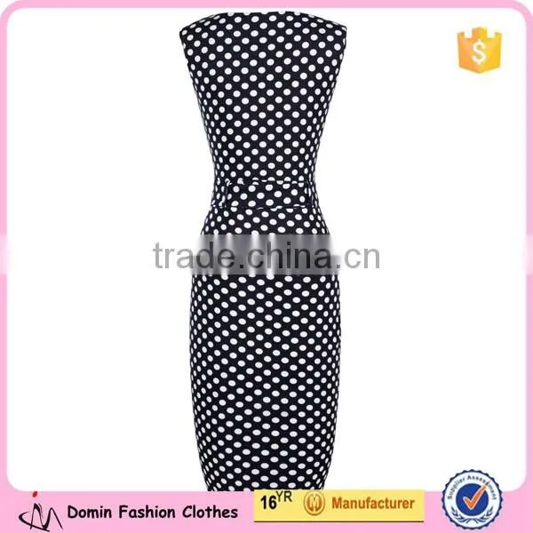 Women's Vintage Pinup Polka Dot Pencil Business Dress photo-3