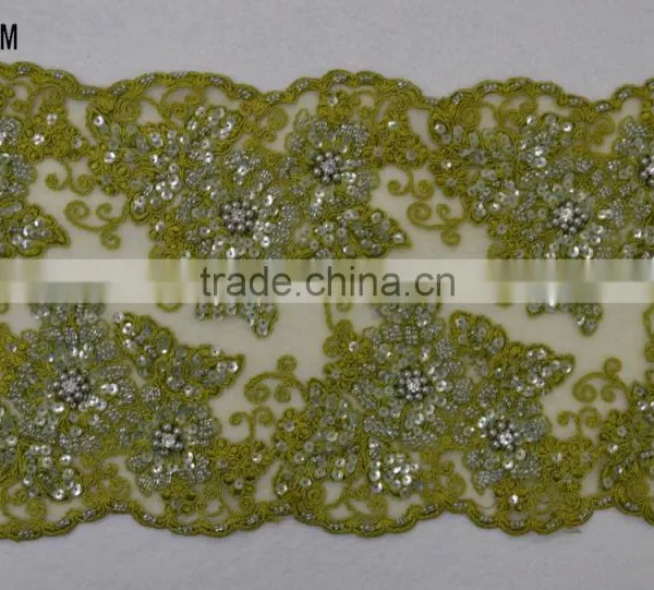 2017 Fancy George Lace Indian Embroidered Beaded Lace Trim Border photo-5