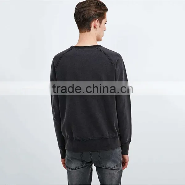 Custom Blank Black Crew Neck Pullover Hoodie Wholesale Plain Hoodies photo-2