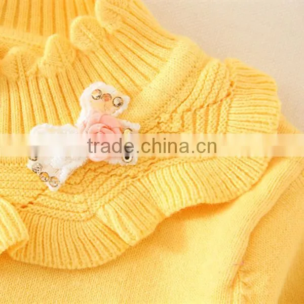 Factory Prices Kids Girls Appliqued Collar Sweaters Fashionable Pullover From China Factory, Children Winter Clothes photo-3