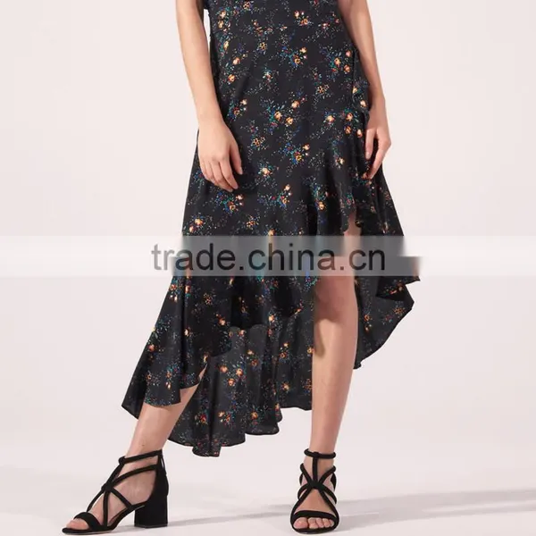 THE NEWEST Women Sexy All-over Floral Print Asymmetric Skirt photo-4