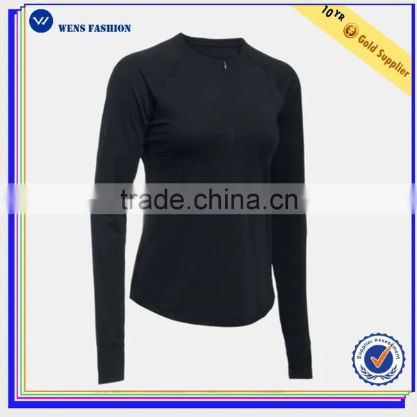Back Mesh Half Zipper Reflective Collarless Long Sleeves Running t Shirt Women photo-2