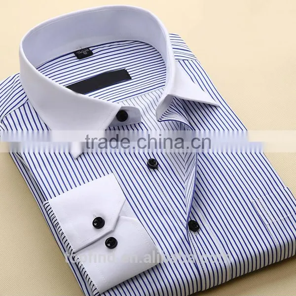 China Shirt Factory Competitive Price Oem Fashionable Perfect Quality Stripe Pattern Men's Dress Shirt With Long Sleeve photo-2